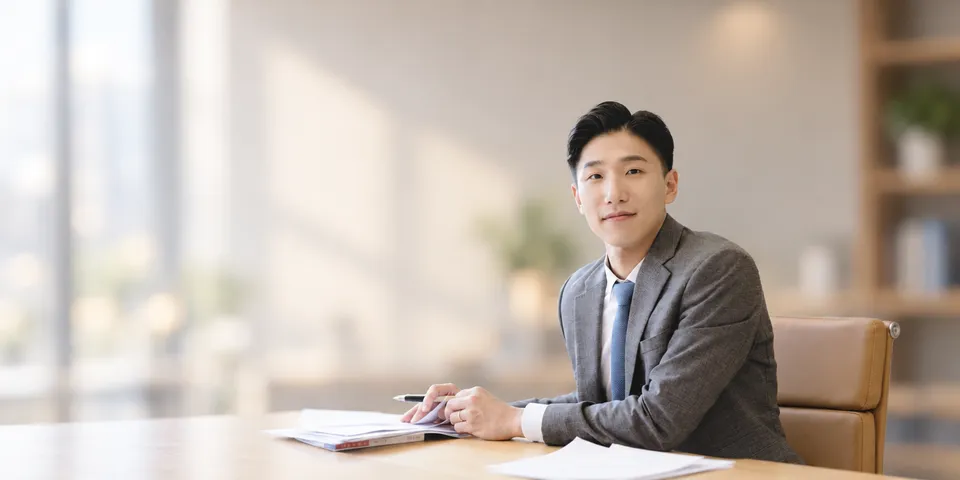 고재영 변호사가 사무실 책상에서 서류를 검토하는 모습